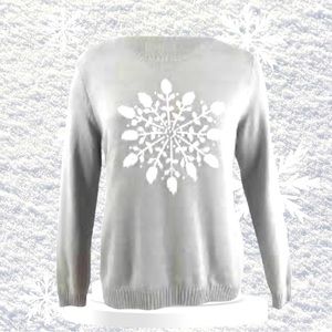 NWT Holiday Embroidered Snowflake on Gray Sweater-NOT an Ugly Christmas Sweater